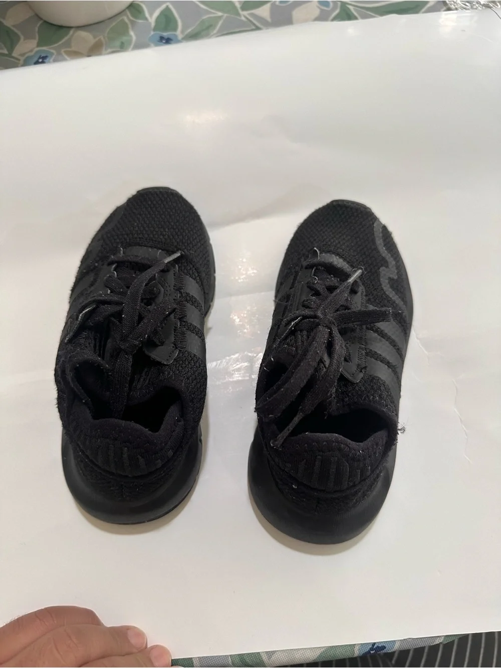 adidas Black Kids Sneakers with Knit Upper and Iconic Stripes